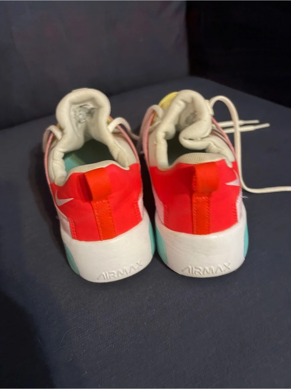 Nike airmax White Sneakers with Pink, Red, Yellow & Teal Accents - Picture 2 of 4